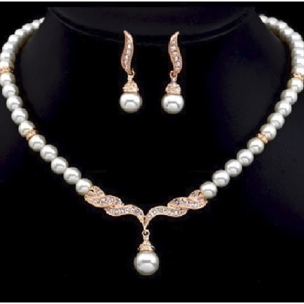 Pearls Bridal Bridesmaid Prom Tiara Crystal Rhinestone Jewelry Set Wedding Veil J3 (Ivory)