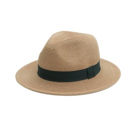 Joywant Abby Straw Sun Hat for Women with UV Protection Wide Brim Wind Lanyard,Travel Foldable Summer Beach Hat Panama Fedora-Brown