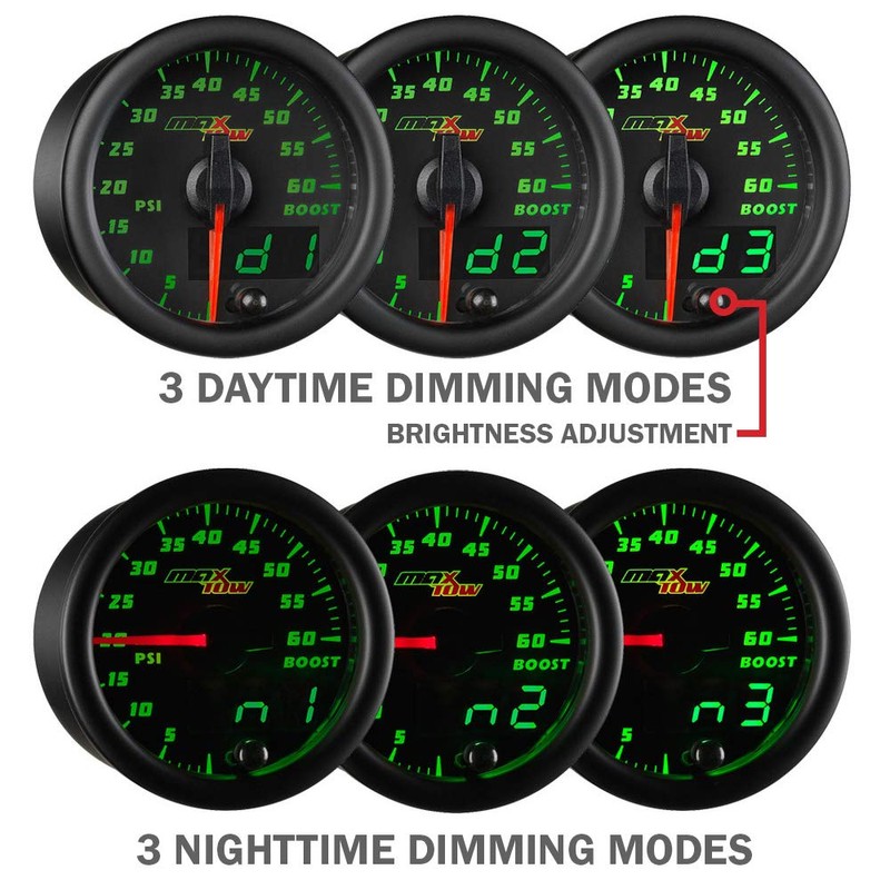 MaxTow Double Vision 30 PSI Turbo Boost / Vacuum Gauge