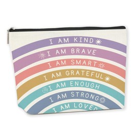 Inspirational Gifts Makeup Bag Cosmetic Bag Mental Health Awareness Positive Affirmations Motivational Gifts for Women Psychologist Lady Coworker Weekend Bag Vacation Christmas Birthday