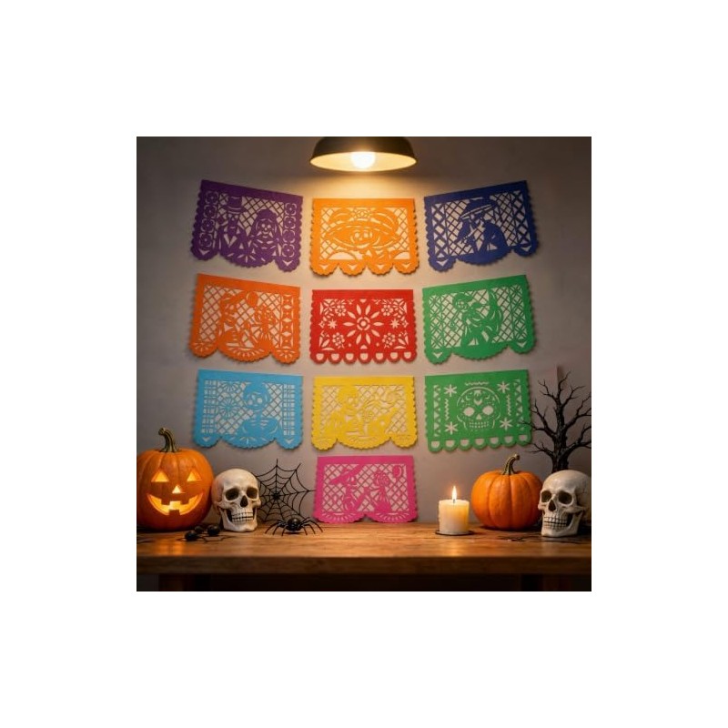 100PC Papel Picado Mexicano para Altar Día Muertos 37x25 cm