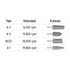Truper JPM-4I, Juego de 4 piedras montadas zanco 1/4" acero