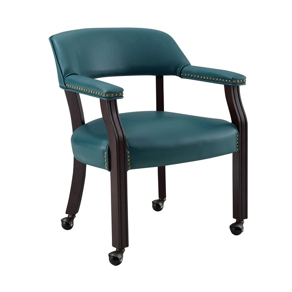Steve Silver Co 48-inch Traditional Cherry Dining & Game Table: Optional Brown/Black Microfiber Top, Pedestal Base Chair, 25" L x 25" W x 31" H, Teal