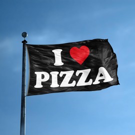 I Love Pizza I Heart Flag - 3x5 ft High-Durability Polyester Fade-Resistant, Weatherproof Outdoor/Indoor Banner