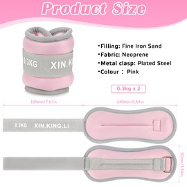 WPPQWP — XIN.KING.LI Gewichtsmanschetten Set Hand und Fuß, Ankle Weights, 1 Paar, 0.3kg,Rosa, Entworfen für Kinder und Frauen, Geeignet Für Fitness, Tanztraining, Joggen