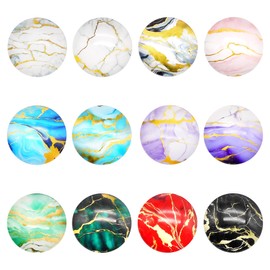 Julie Wang 48PCS 20MM Colorful Marbled Pattern Glass Cabochons Round Convex Flat Back Cabs for Jewelry Making, Necklaces Ring Bezel Settings Craft DIY Supplies