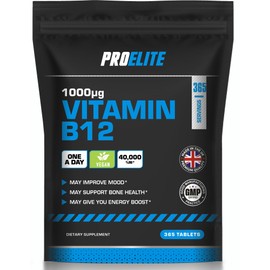 Vitamin B12 Tablets 365 High Strength 1000mcg Vegan B12 Supplement � Pure Methylcobalamin Tablets� Tiredness and Fatigue Tablets � Immunity Supplements Made in UK by PROELITE
