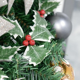 Fake Berries with Leaves Artificial Fruits Plastic Foam Christmas Tree Fake Silk Flowers Home Decoration Party Wedding 20 PCS