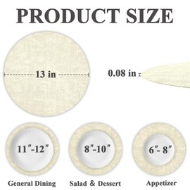 Round Placemats Set of 6, Faux Leather Place Mats, Heat Resistant Dining Table Mats, Hot Pads for Kitchen, 13 Inch Farmhouse Wipeable Waterproof Placemat for Kitchen Table Decor (Beige)