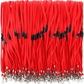 Windyun 1000 Pcs Breakaway Lanyards for ID Badges Bulk Flat Lanyards Strap with J Hook School and Office Supplies (Red)
