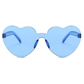 RUNHUIS Heart Sunglasses Rimless Love Heart Shape Glasses for Women Girls Candy Colour Party Sunglasses (Blue), blue