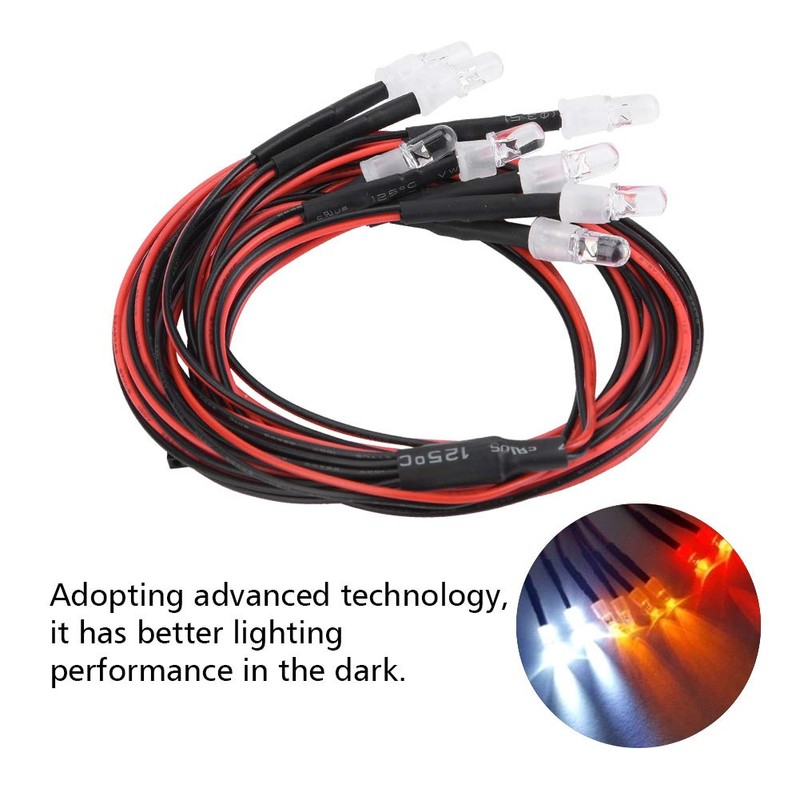 8pcs 5 mm RC LED Light Set Headlight Tail Light