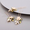 Chargances 3pcs Flower Wedding Hair Pins Green Leaf Crystal Bridal