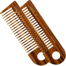 Giorgio G45 Large 6.55 Inch Hair Detangling Comb, Wide Teeth for Thick Curly Wavy Hair. Long Hair Detangler Comb For Wet and Dry. Handmade of Quality Cellulose, Saw-Cut, Hand Polished, Tortoise Shell
