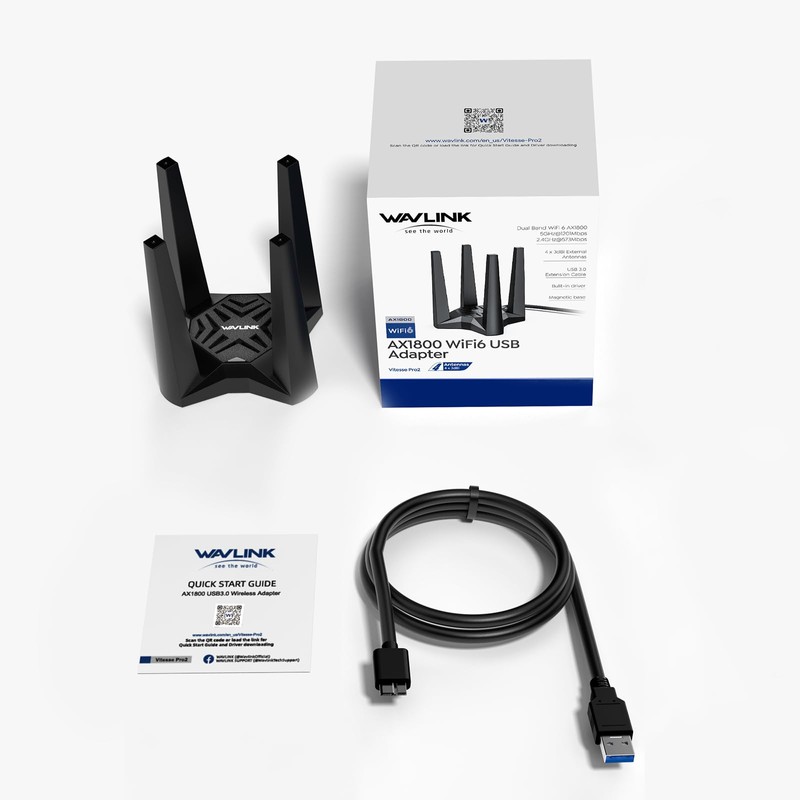 USB WiFi Adapter for Desktop PC, AX1800 WiFi Adapter Dual
