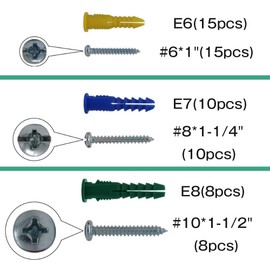 Board Anchor, Screw Set, Plastic Expansion Tube, Tapping Screws, Hollow Wall Anchor, Drywall Anchor, Strong, Anti-Rotation, Fixture, Storage Case, 66 pcs, 3 Sizes