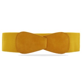 Van Der Rich ® - Obi Belt Elastic Stretchy Width 7 cm - Women, mustard