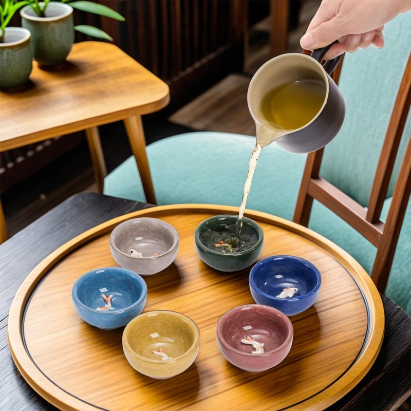 Foraineam 12 Pieces Ceramic Sake Tea Cups, Korean Soju Shot