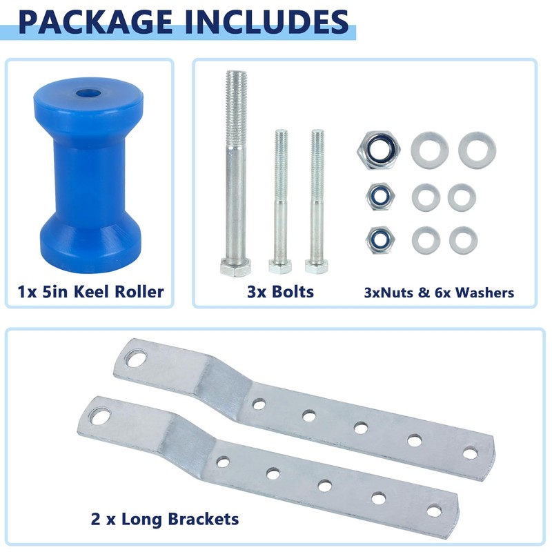 BALAVA 5inch Adjustable Keel Roller Assembly, Boat Trailer Rollers with