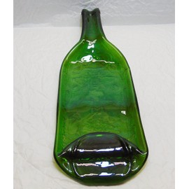 Queen Bee Embossed Shallow Bowl or Large Spoon Rest UpCycled Moss Green Wine Bottle
