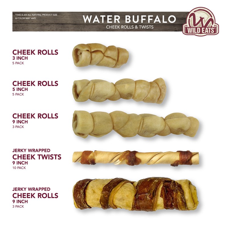 Wild Eats Water Buffalo Retriever Style Cheek Roll Dog Chews-5