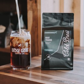 Lucky Goat Cold Brew Coffee | Goat Tracks | Chocolate & Caramel Flavored | Medium Body Roast | Sweet | Specialty Grade 100% Arabica | Course Ground Coffee Grinds | Sugar Free, Gluten Free, Keto 12oz