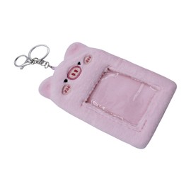 ZGMYC Cute Plush Kpop Photocard Holder with Keychain, Cartoon Bear Bunny Pig Photo Sleeve ID Bank Credit Card Holder Protector