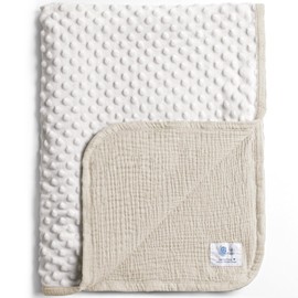 lulumoon Baby Blanket for Newborn Receiving: Minky Dot & Muslin Lightweight - Thermal Blanket Gift for Baby Shower & Hospital Welcoming 30"x40"（Ivory）