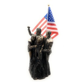 RUSTIX 15” Tall Bronze Resin Trump Figurine with American Flag – Collectible Home and Office Decor