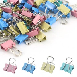 60pcs Mini Binder Clips,Metal Binder Clips,Small Bulldog Clips,Colourful Foldback Clips,Paper Clips for Home School Office(15mm