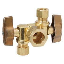 Brasscraft KTCR1901DVX R1 1/2-Inch Nom Comp by 3/8-Inch O.D. Comp by 3/8-Inch O.D. Comp Dual Outlet Stop, Rough Brass