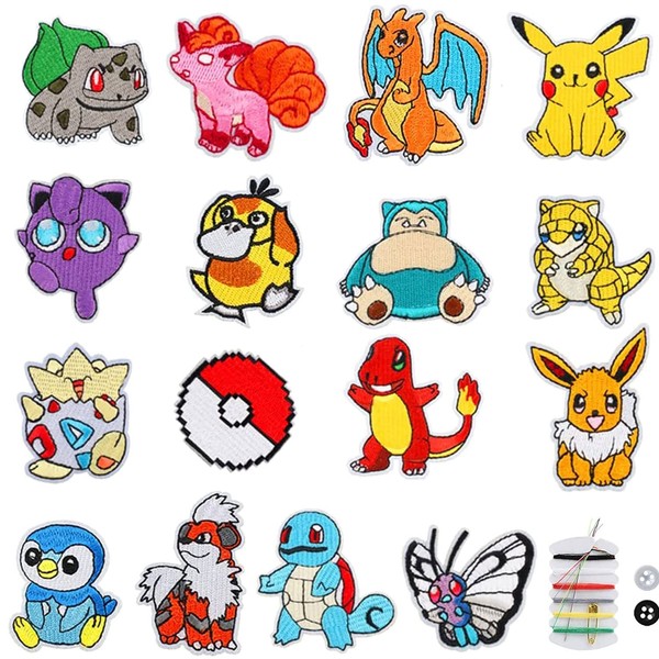 16 pieces patches for iron-on, embroidered patches, jeans patch stickers,