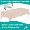 tujol Ivory 6 Pack Plastic Table Cloth 54" x 108",