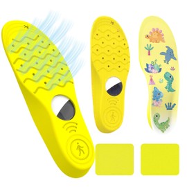 JIEYOUTA plantilla para zapatos, Inserciones para AirTag Holder para Niños y Ancianos, Estuche para AirTag para Rastrear Tus Pasos y Zapatos,Airtag Case (amarilla-dinosaurio, 195-210)