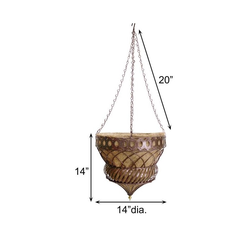 Austram Bronze Queen Anne Hanging Planters, 14 inch Diameter, Metal