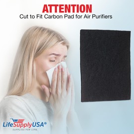 LifeSupplyUSA Cut-To-Fit Activated Carbon Filter Compatible with Any Size Air Purifiers (3-Pack)