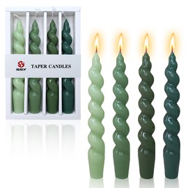 Spiral Taper Candle Colored Candlesticks -Gedengni Gradient Green Candle Sticks Unscented Tapered Candles Short Twirl Candle for Home Décor Weddings Festive Holiday (2D-Gradient Green)