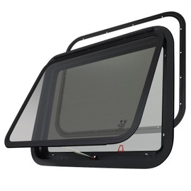 NOVINO RV Exit Window Replacement, 30" W x 22" H RV Emergency Window for Cargo Trailer Camper Travel Trailer Van with Screen&Trim Ring, Fit 1" or 1-1/2" Thick Wall,DOT Approved