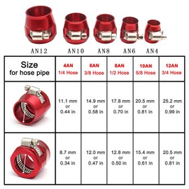 POSENG 4Pcs AN4 Flexible Rubber Hose Pipe Clamp with Screw Band for Fuel/Oil/Diesel/Gas/Air and Water - Red