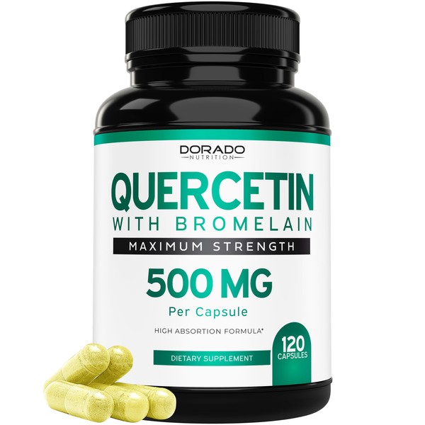 Quercetin with Bromelain 1,200mg Per Serving (120 Count) Immune Health Capsules - Supports Healthy Immune Functions in Men and Women (Vegan Safe, Manufactured in USA, Gluten Free) - (120 Capsules)