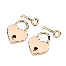 Hilitand 2 x Rose Gold Heart Shaped Padlock with Key for Luggage Diary Jewelry Box 3x4cm