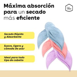 Turbante Toalla de Microfibra para Cabello, 2 Pack  BEE VIBES