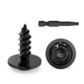 Dayalo Pack of 50 self-tapping screws, 4.8 x 13 mm, black, stainless steel flat head with disc Torx screws, self-tapping screws, drilling screws, wood screws, lens head, fully threaded, with drill