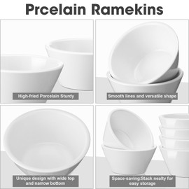 Domensi 18 Pcs 8 oz Porcelain Bowls Small Dessert Bowls Porcelain Broth Cups Soup for Ice Cream Dipping Sauce Bouillon Soups Salads Cereal, Microwave and Dishwasher Safe