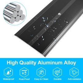 Heainaiyoo Aluminum Floor Transition Strip Doorways, Black Metal Door Threshold for Joining Floor Gaps, Carpet, Threshold Cover, Floor Tiles, Size 36 x 2.4 x 0.1 in (Pack of 2)