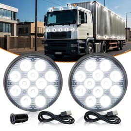 Nrgedzam 2PCS Magnetic Strobe Lights, White Emergency Warning Beacon Lights for Trucks Trailer Vehicles Rechargeable Hazard Flashing Light Wireless Portable LED Day Running Trailer Light for Car Tow