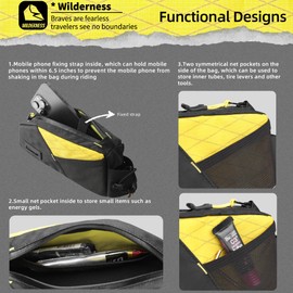 SUNTTELF Top Tube Bag Bicycle Top Tube Bicycle Bag, Front Bicycle Bag, Accessories for Mountain Bike, Gravel Bike and Road Bike, Pannier Bag with Two Mounting Systems (Black)