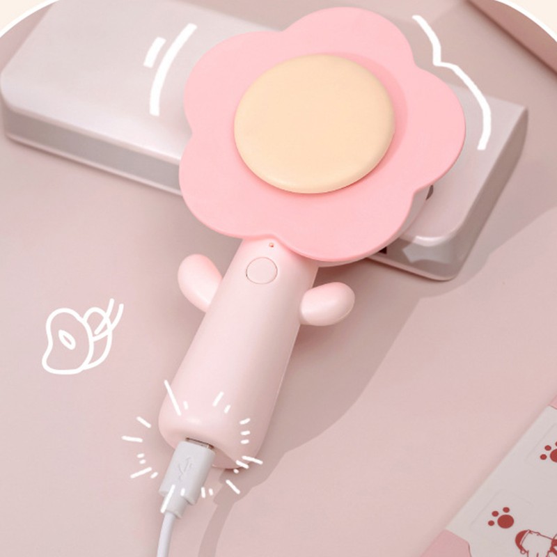 Mini Handheld Fan Cute Flower Shape Strong Wind USB Rechargeable