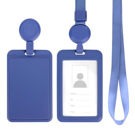 ID Card Holder with Reel and Adjustable Lanyards,Retractable Vertical Badge Holder,Adjustable Lanyard with ID Holder,Name Tag Holder for Office School Teachers Nurses Driver (Light Blue)