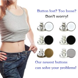 Botones para jeans, 6 juegos de botones de metal de reemplazo para jeans, 4 estilos, pasadores de ajuste perfecto, botones instantáneos, sin coser, sin herramientas